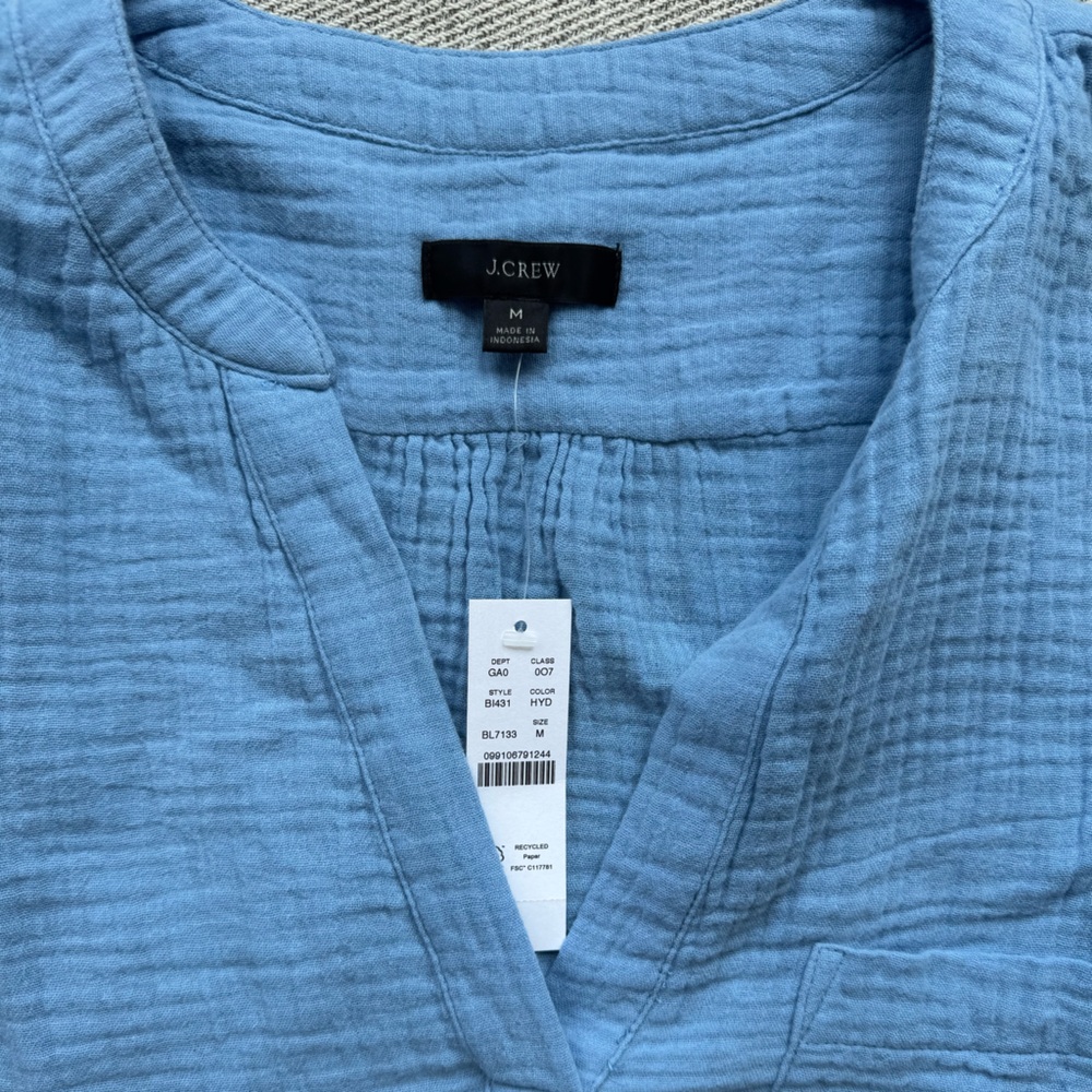 Jcrew new V-neck double-gauze popover